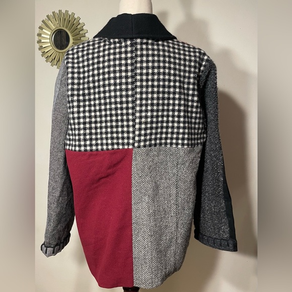 BaabaaZuzu Wool Red Black Patchwork Jacket - Size Medium - Picture 4 of 7